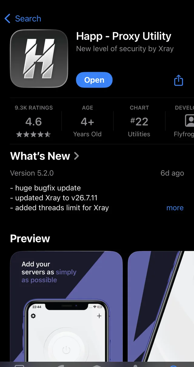Поле продавца Flyfrog LLC в карточке Happ в App Store — iPhone и iPad