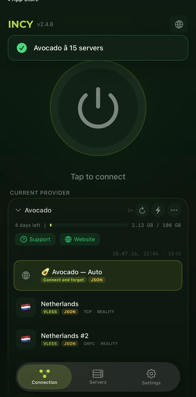 Importing a subscription link into an alternative client — iPhone и iPad